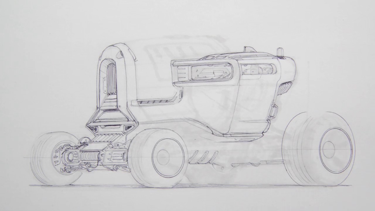 1280x720 Sci Fi Truck Sketching (No Audio) - Truck Sketch