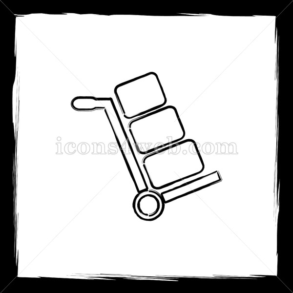 600x600 Hand Truck Sketch Icon. - Truck Sketch Images