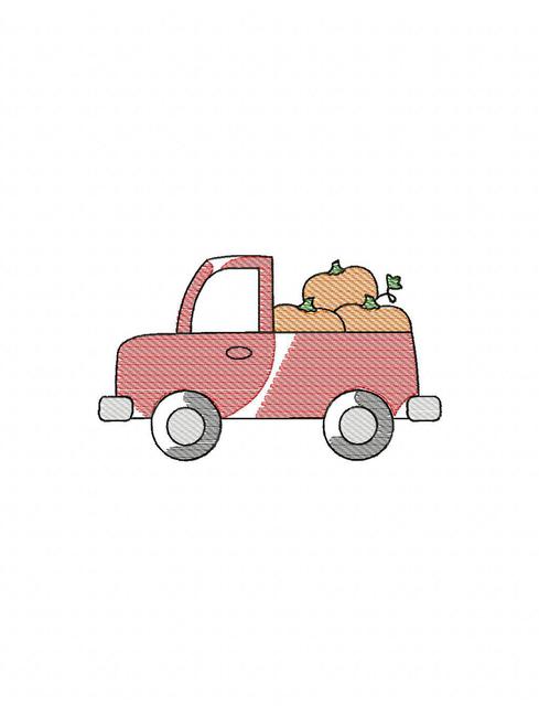 489x640 Pumpkins And Truck Sketch Embroidery Design - Truck Sketch Images