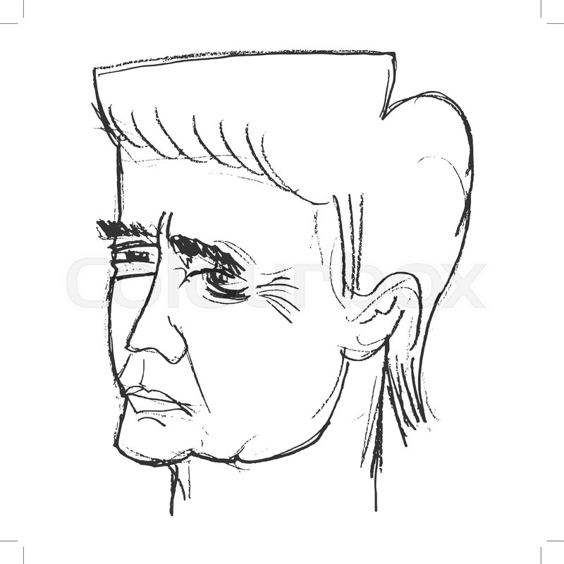 800x800 Vector, Sketch, Hand Drawn Illustration Of Donald Trump Stock - Trump Sketch