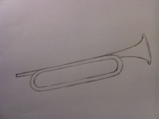 320x240 How To Draw A Trumpet Feltmagnet - Trumpet Drawing Sketch