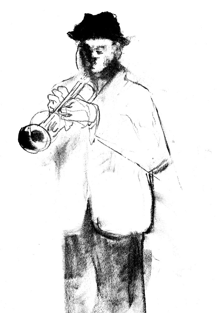706x1000 Jazz Art Images On Behance - Trumpet Drawing Sketch