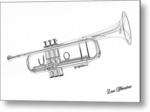 493x369 Trumpet Sketch Metal Print By Louis Ferreira - Trumpet Sketch