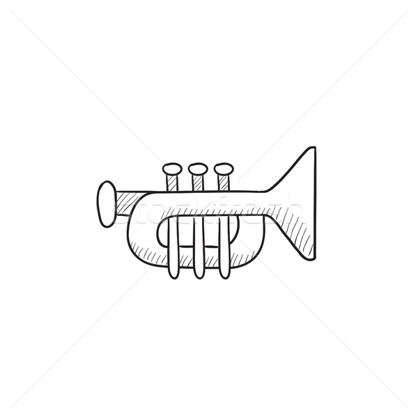600x600 Trumpet Sketch Icon. Vector Illustration Andrei Krauchuk - Trumpet Sketch