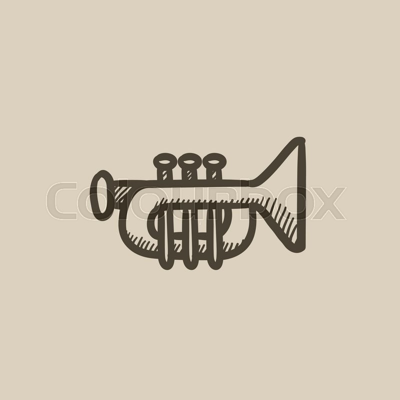 800x800 Trumpet Vector Sketch Icon Isolated On Background. Hand Drawn - Trumpet Sketch