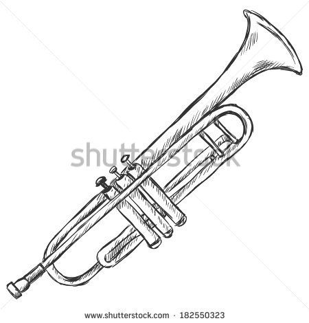450x470 Vector Sketch Trumpet - Trumpet Sketch