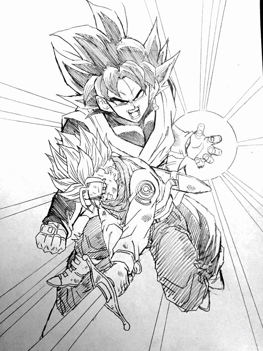 852x1136 Trunks Vs Black Goku. Drawn By Young Jijii. Image Found By - Trunks Sketch