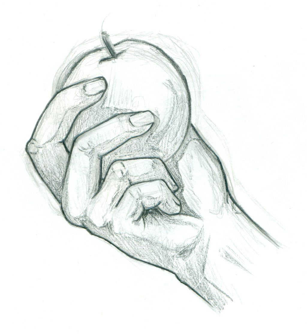 1024x1113 Hand Holding Something Sketch A Hand Holding An Apple Drawing - Try Sketch