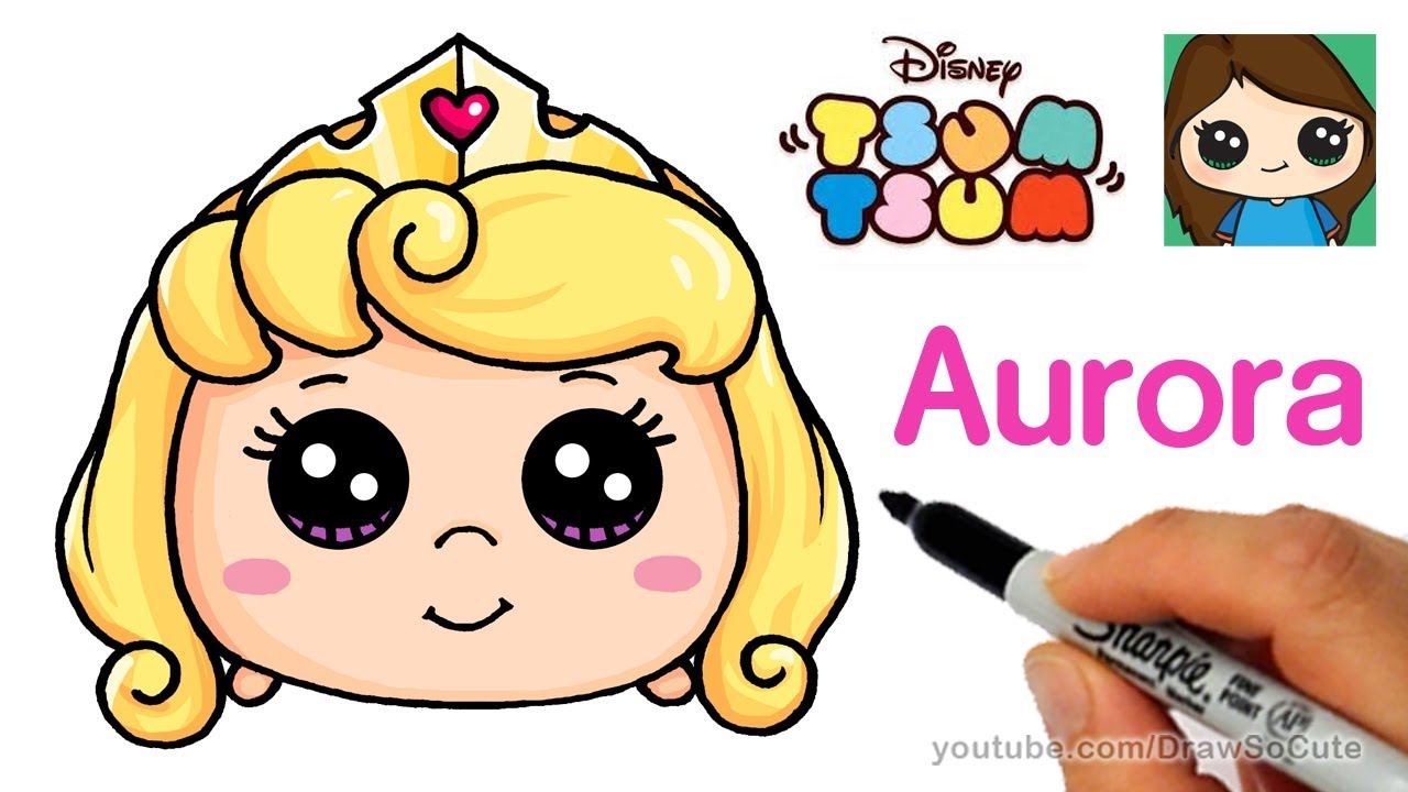 1280x720 How To Draw Aurora Sleeping Beauty Disney Tsum Tsum - Tsum Tsum Sketch