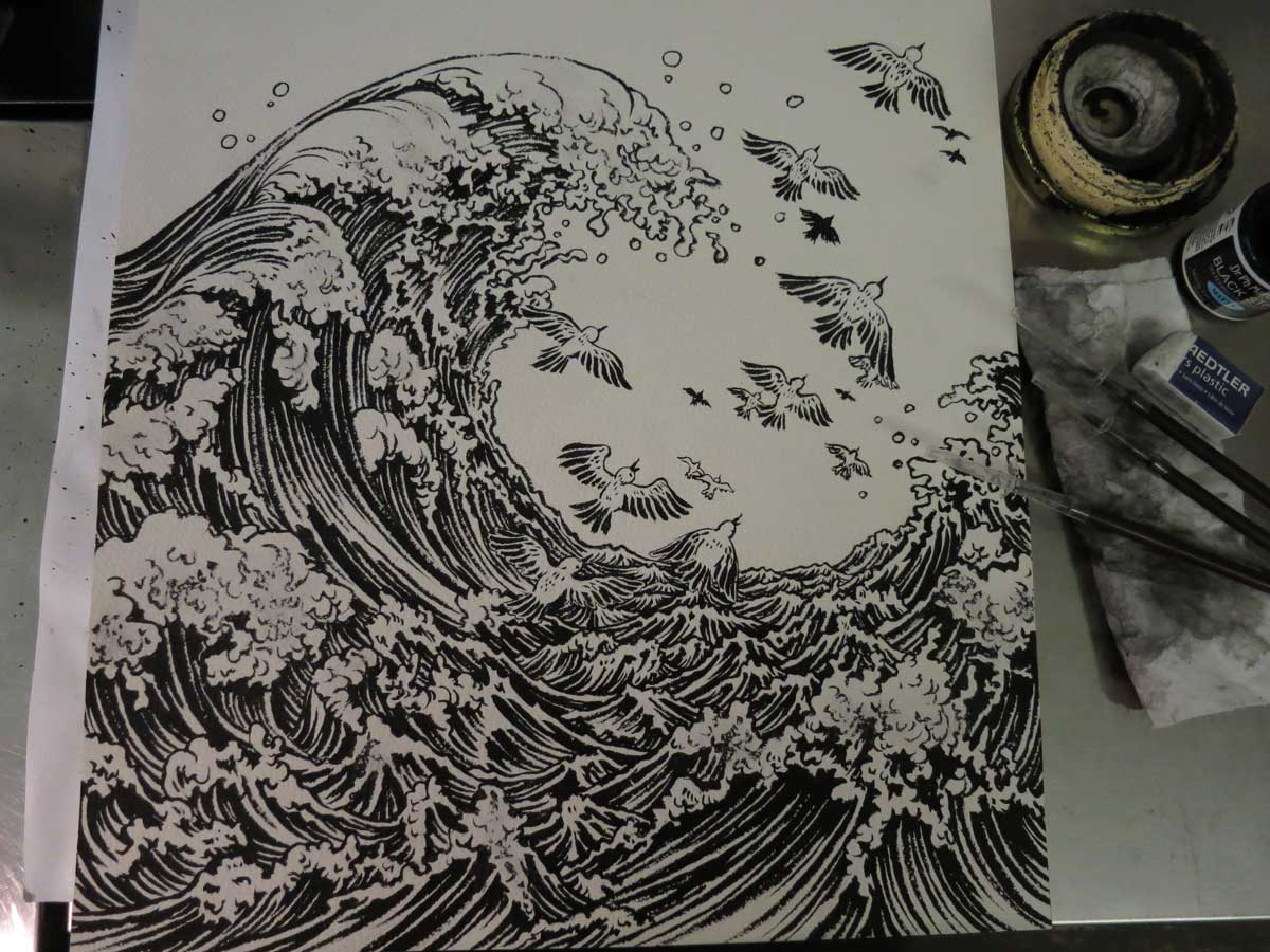 Tsunami Sketch at PaintingValley.com | Explore collection of Tsunami Sketch