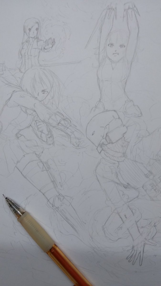 675x1200 Bithobbit On Twitter Wip Sketch, Tough Battle Against Athena - Tsunami Sketch