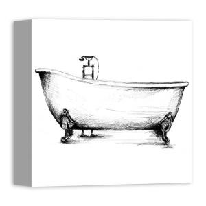 300x300 Designs Direct 12 In. X 12 In. Vintage Bathtub Sketch Printed - Tub Sketch