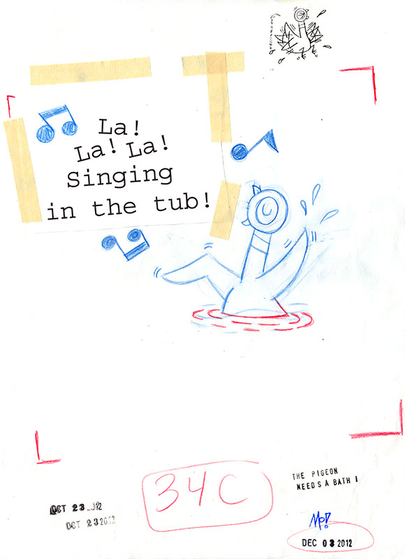 580x800 Singing In The Tub Sketch The Pigeon Needs A Bath! R - Tub Sketch