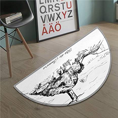 466x466 Cobedecor Landscape Bath Mat For Tub Sketch Style - Tub Sketch