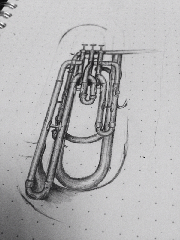 600x800 Tuba. On Student Show - Tuba Sketch