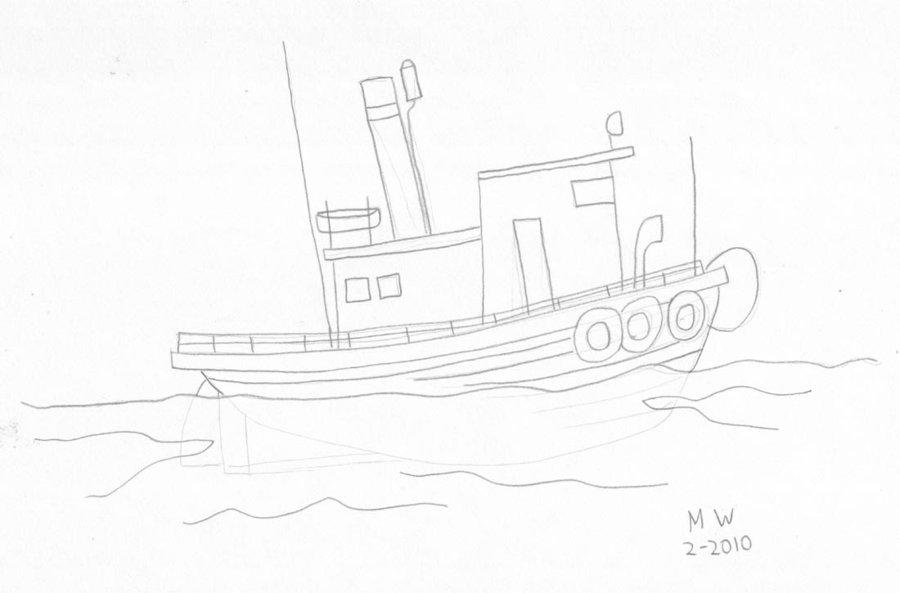 900x593 Tugboat Drawing The Art Of Max West - Tugboat Sketch