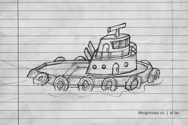 600x400 Sketch Tugboat Medium Sized Blog.designosaur.us - Tugboat Sketch