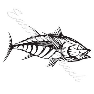 300x300 Tuna Fish Bones Skeleton Auto Boat Truck Car Glass Body Bumper - Tuna Fish Sketch