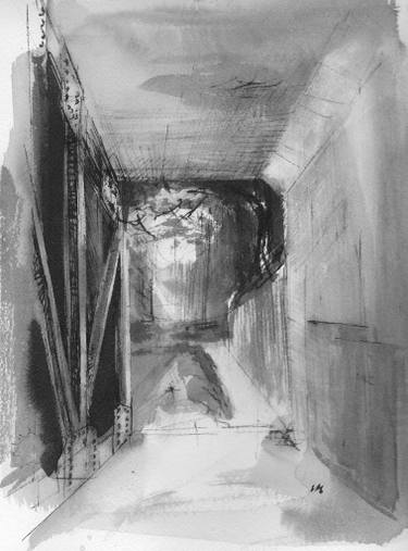375x507 Train Tunnel Drawing By Virginia Mae Saatchi Art - Tunnel Sketch