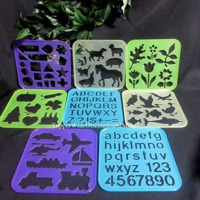 640x639 New Tupperware Stencil Stencils Art Draw Sketch Set 8 Templates - Tupperware Sketch