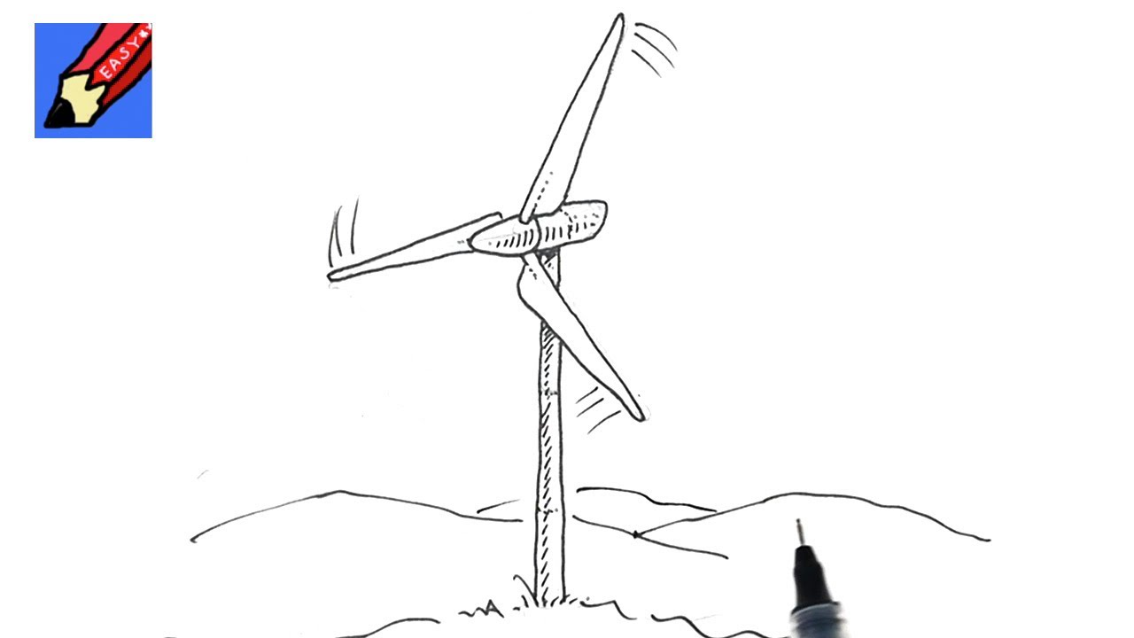 1280x720 How To Draw A Wind Turbine Real Easy - Turbine Sketch
