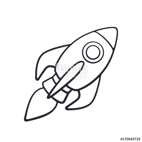 500x500 Vector Illustration. Hand Drawn Doodle Of Rocket Space With A - Turbine Sketch