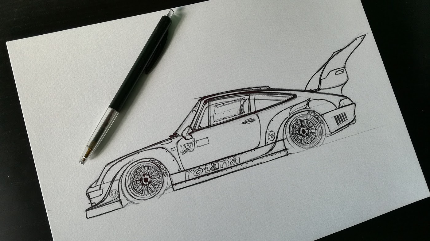 1400x786 Porsche 993 Turbo Rwb Sketch On Behance - Turbo Sketch