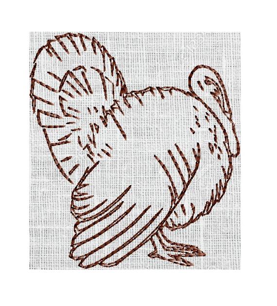 570x628 Turkey Sketch Thanksgiving Embroidery Design File Instant Etsy - Turkey Sketch