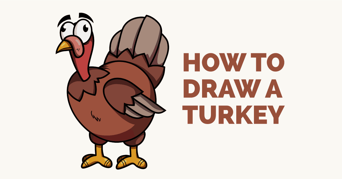 1200x628 How To Draw A Cartoon Turkey In A Few Easy Steps Easy Drawing Guides - Turkey Sketch Simple