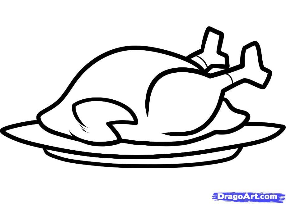 919x657 How To Draw A Thanksgiving Turkey, Cooked Turkey, Step By Step - Turkey Sketch Simple