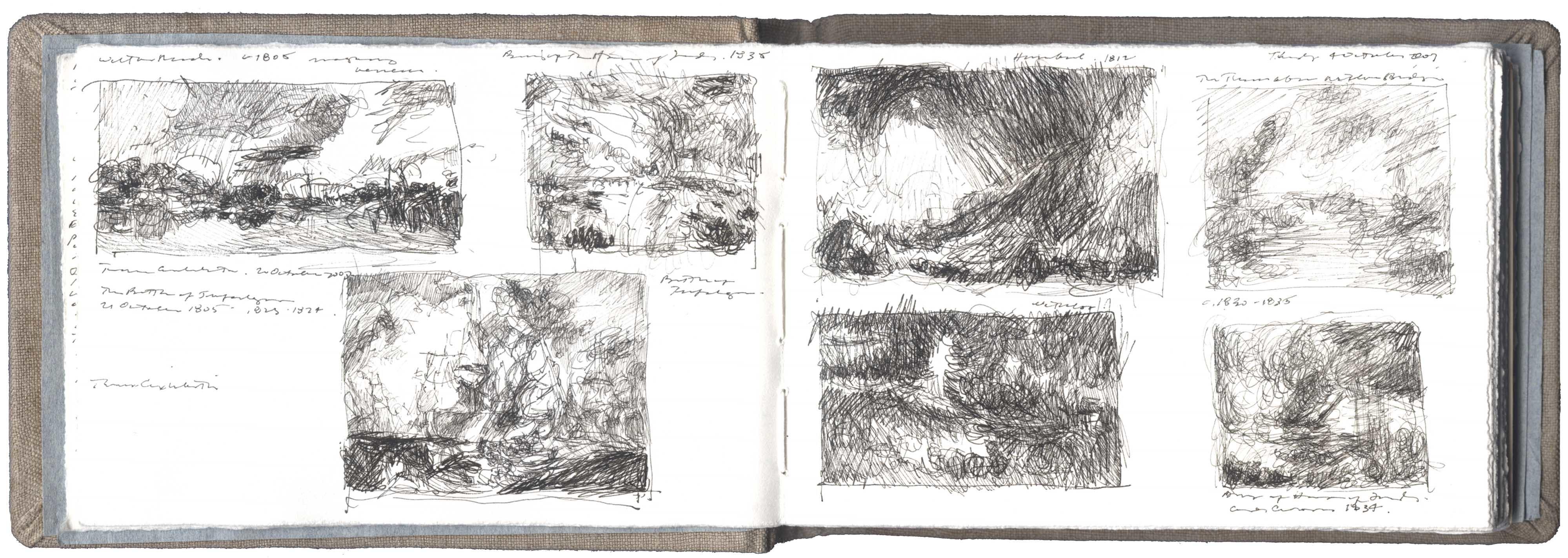 3998x1423 Seven Sketches After Works By J.m.w. Turner Charles Ritchie - Turner Sketches
