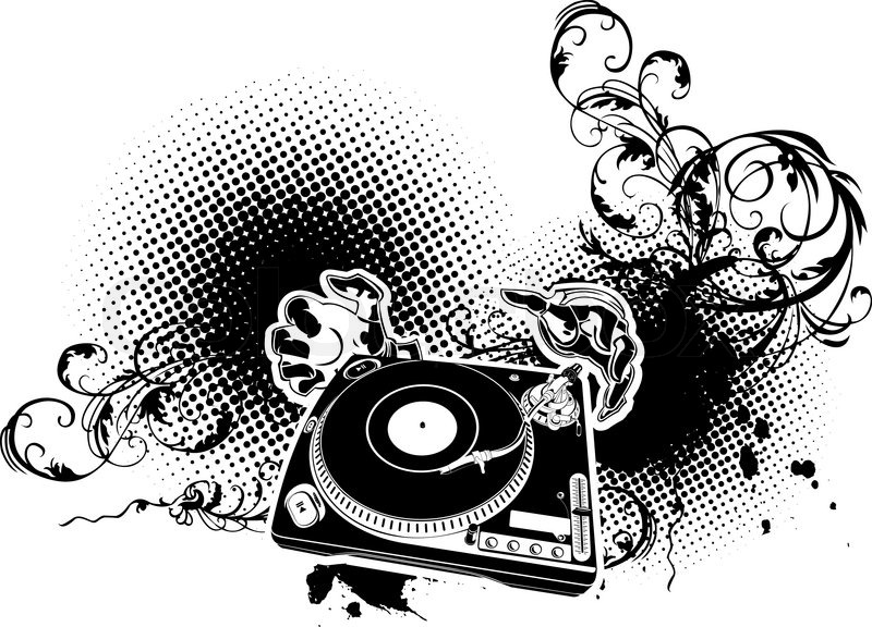 800x576 Illustration On A Musical Theme With Turntable Stock Vector - Turntable Sketch