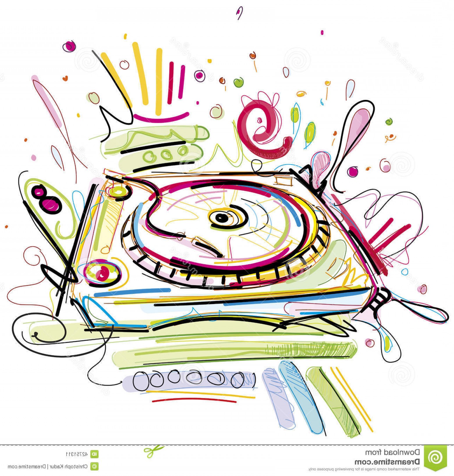 1560x1634 Stock Illustration Turntable Sketch Digital Drawing Sketchy Image - Turntable Sketch
