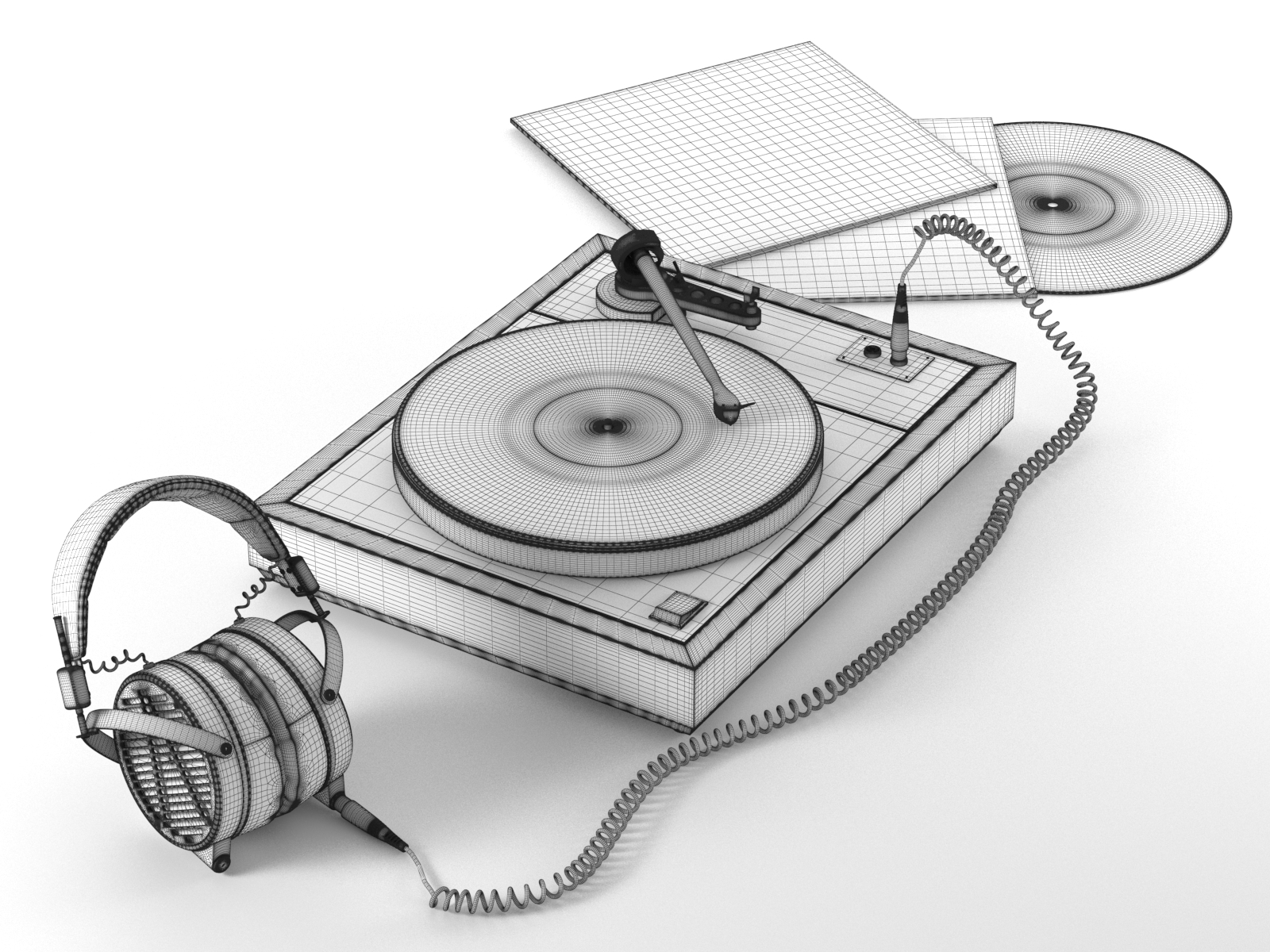 1600x1200 Turntable Lcd X Headphones - Turntable Sketch