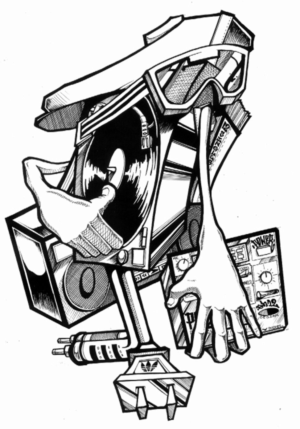 973x1393 Bboy Turntable Drawing B Girls And B Boys Art - Turntable Sketch