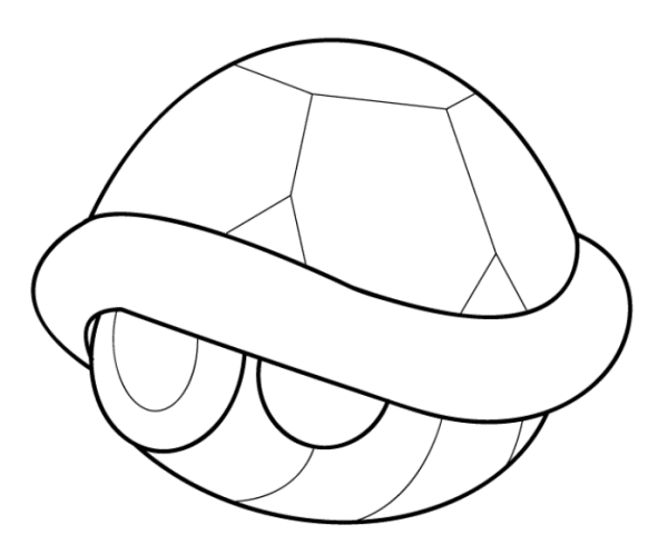 600x490 Mario Kart Turtle Shell Coloring - Turtle Shell Sketch