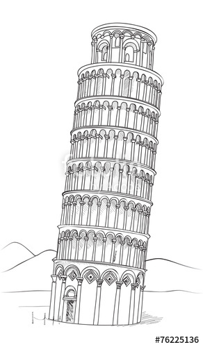 292x500 Tower Of Pisa Sketch. Leaning Tower Of Pisa, Tuscany, Italy - Tuscany Sketch