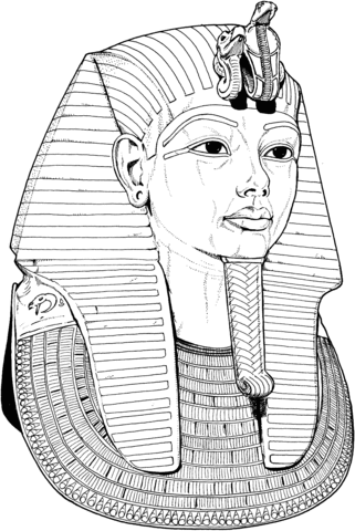 321x480 Tutankhamun Death Mask Coloring - Tutankhamun Sketch
