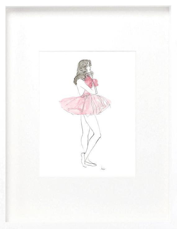 570x737 Pink Tutu Illustration Fashion Download Ballerina Sketch Of Etsy - Tutu Sketch