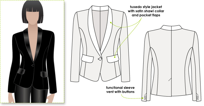 709x369 Stylearc Bronnie Tuxedo Jacket - Tuxedo Sketch