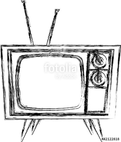 427x500 Sketch Style Retro Tv Stock Image And Royalty Free Vector Files - Tv Sketch