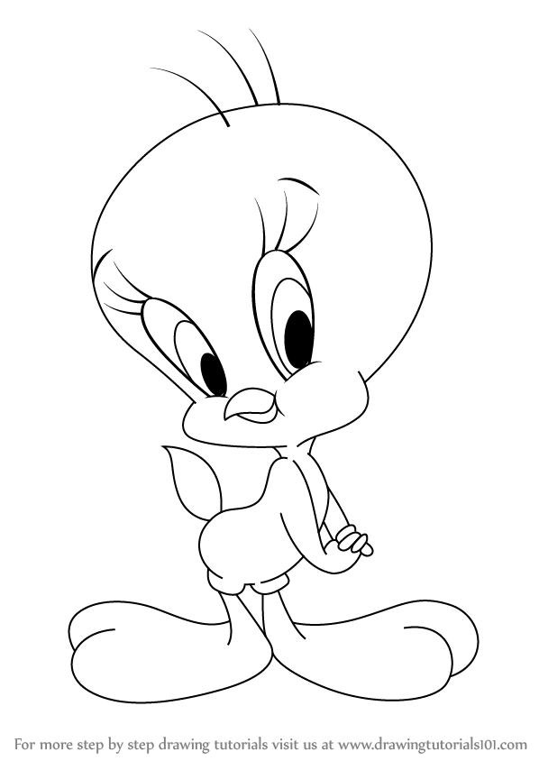 598x844 Learn How To Draw Tweety Bird (Tweety) Step By Step Drawing - Tweety Bird Sketch