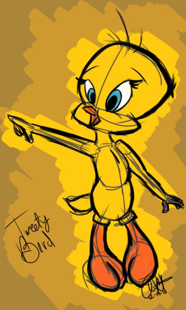 600x1000 Tweety Bird Sketch (Colored) By Vortexsupernova - Tweety Bird Sketch