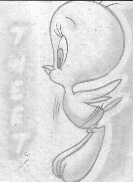 456x626 Tweety Bird Of Looney Toons By Rajlorcan - Tweety Bird Sketch
