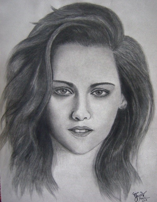 500x645 Pencil Sketch Of Bella (Kristen Stewart) - Twilight Sketches
