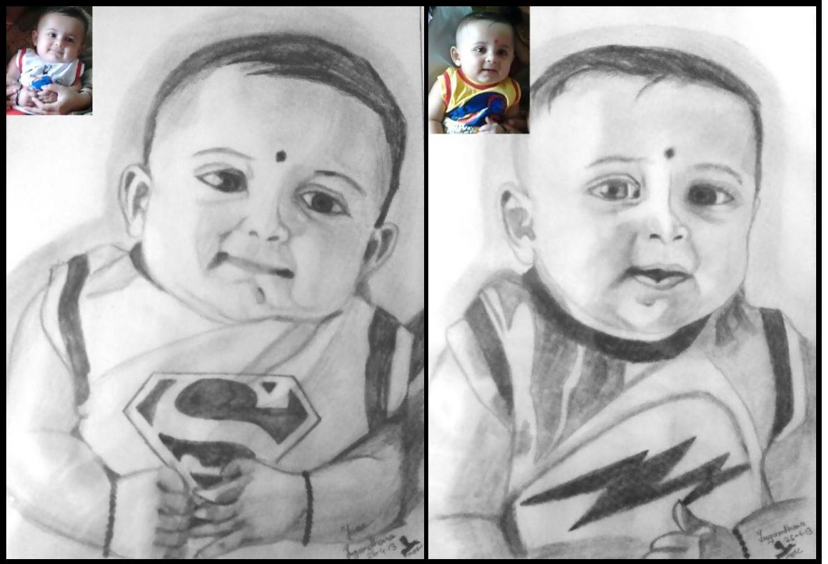 1187x809 My Twin Nephews Sketch Exquisite Arts - Twin Sketch