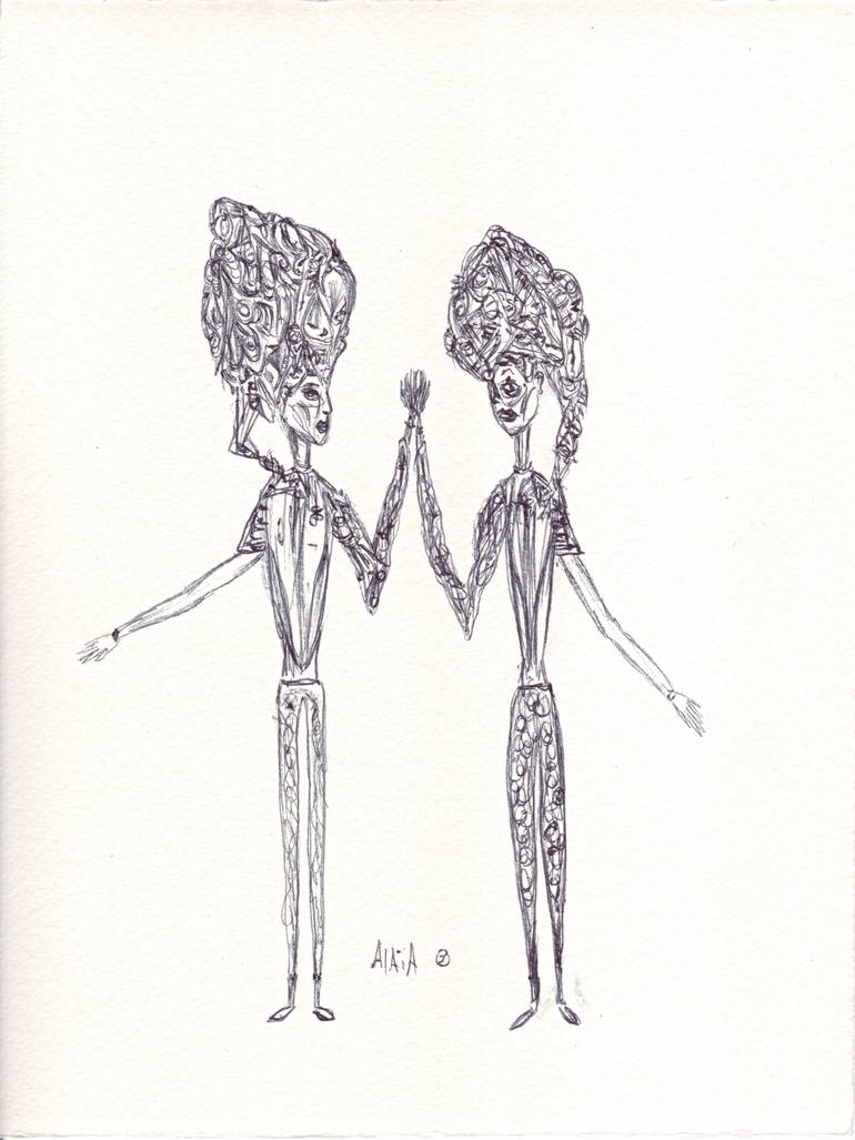 770x1027 Twin Flame Drawing By Alaia Parhizi Saatchi Art - Twin Sketch