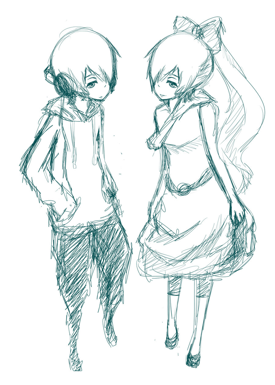 900x1260 Twins Sketch By Koreangartist1234 - Twin Sketch