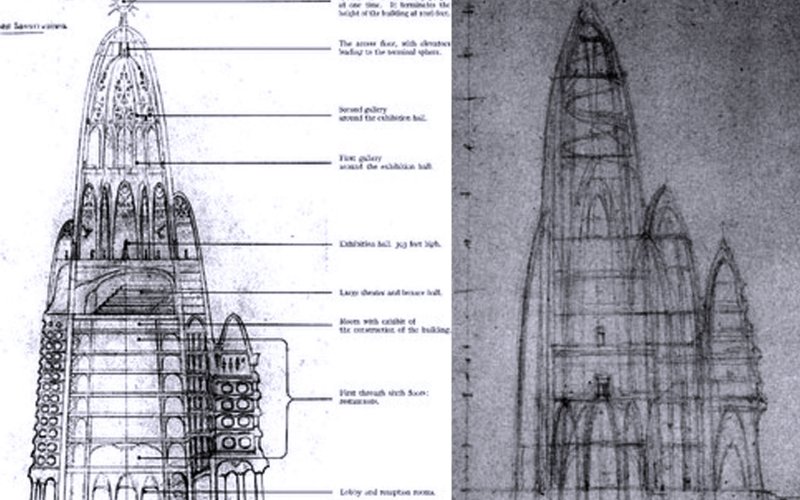 800x500 Envisioned A Parabolic Hotel Apparently Proposed For Site Of - Twin Towers Sketch