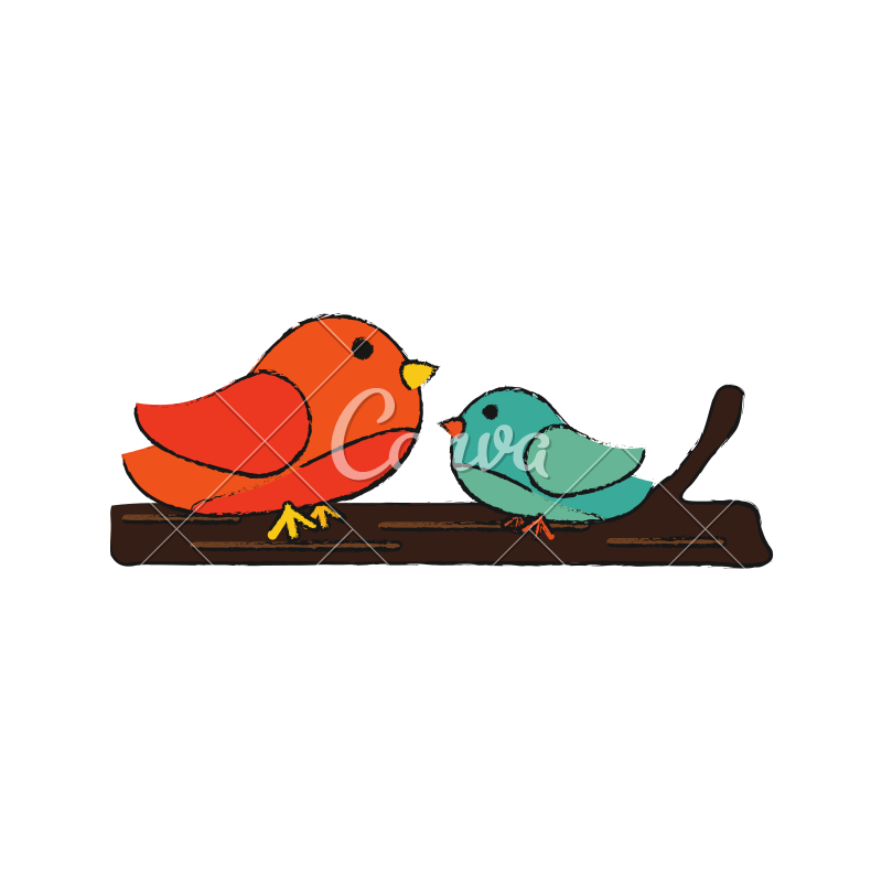 800x800 Two Birds Icon Image Sketch Doodle Style Vector Illustration - Two Birds Sketch